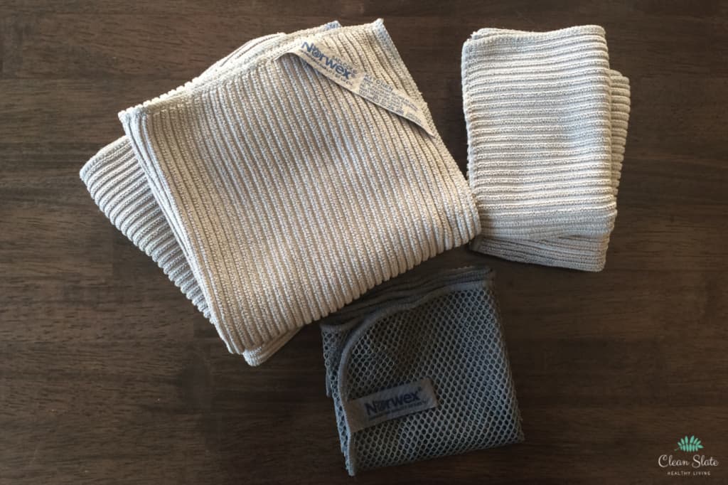 Keep your kitchen clean easier with Norwex towels and cloths. These cloths are self purifying and don't need to be washed as often.