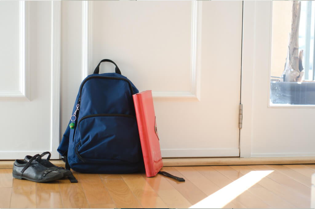 bookbag and shoes are by the door to help make the morning routine smoother
